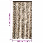vidaXL Rideau anti-mouches beige et marron 100x200 cm chenille