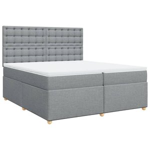 vidaXL Sommier à lattes de lit avec matelas Gris clair 200x200cm Tissu