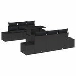 vidaXL Ensemble de canapé de jardin avec coussin 7 Pièces Noir