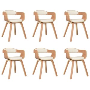 vidaXL Chaises à manger lot de 6 crème similicuir et bois courbé