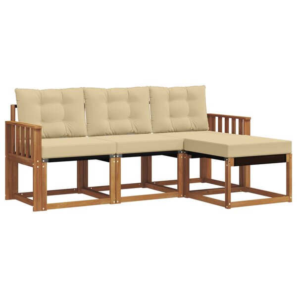 vidaXL Ensemble de canapés d'extérieur 4 pc Naturel et Beige