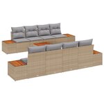 vidaXL Ensemble de canapé de jardin 9 pièces avec coussins beige en poly rotin