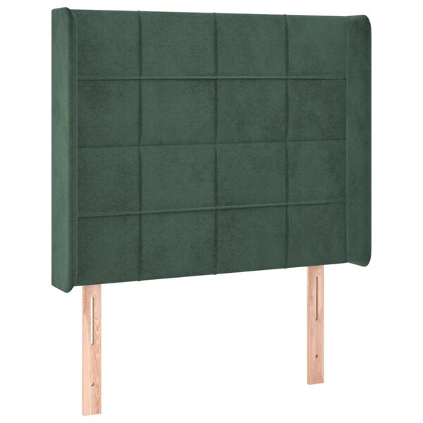 vidaXL Tête de lit avec oreilles Vert foncé 93x16x118/128 cm Velours