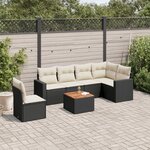 vidaXL Salon de jardin 7 Pièces avec coussins noir résine tressée