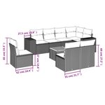 vidaXL Salon de jardin 9 Pièces avec coussins gris résine tressée