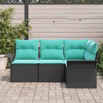 vidaXL Ensemble de canapé de jardin avec stockage 4 Pièces Noir polyrotin