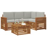vidaXL Ensemble de canapés d'extérieur 5 Pièces Gris Naturel et Clair
