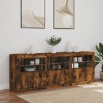 vidaXL Buffet avec lumières LED chêne fumé 181 5x37x67 cm