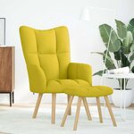 vidaXL Chaise de relaxation avec repose-pied jaune clair tissu