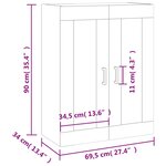 vidaXL Armoire murale noir 69 5x34x90 cm