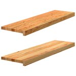 vidaXL Marches d'escalier 2 Pièces marron clair 90x25x2 cm chêne massif