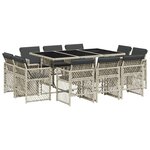 vidaXL Ensemble à manger de jardin 11Pièces avec coussins gris poly rotin