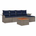 vidaXL Ensemble de canapé de jardin 6 Pièces Gris et bleu marine