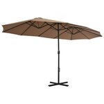 vidaXL Parasol d'extérieur et poteau en aluminium 460x270 cm taupe