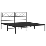 vidaXL Cadre de lit métal avec tête de lit noir 140x190 cm