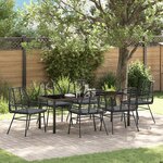 vidaXL Ensemble de salle à manger de jardin 7 pièces avec coussins Noir Poly Rattan