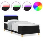 vidaXL lit à ressort avec matelas & LED noir 90x200 cm tissu