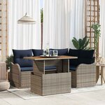 vidaXL Ensemble de canapé de jardin 5 Pièces Gris et bleu marine