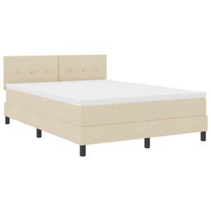 vidaXL Lit à ressorts avec matelas avec LED Crème 140 x 200 cm tissu