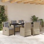 vidaXL Ensemble de salle à manger de jardin de 7 pièces Beige Poly Rotin