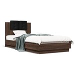 vidaXL Cadre de lit avec LED sans matelas chêne marron 100x200 cm