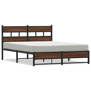 vidaXL Cadre de lit en métal sans matelas chêne marron 135x190 cm