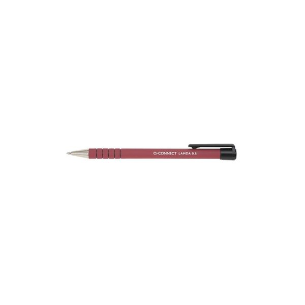 Stylo-bille lamda rétractable écriture 0.7mm pointe métal corps caoutchouc encre rouge Q-CONNECT