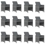 vidaXL Ensemble à manger de jardin coussins 13 Pièces Résine tressée Gris