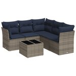 vidaXL Salon de jardin 6 Pièces avec coussins gris résine tressée