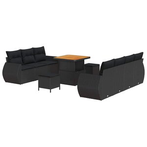 vidaXL Ensemble de canapé de jardin 10 Pièces Noir polyrotin