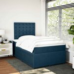 vidaXL Sommier à lattes de lit et matelas bleu foncé 120x190cm velours