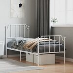 vidaXL Cadre de lit métal avec tête de lit/pied de lit blanc 75x190 cm