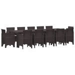 vidaXL Ensemble de salle à manger jardin 13 pièces avec coussins brun poly rattan