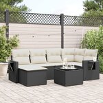 vidaXL Salon de jardin 7 Pièces avec coussins noir résine tressée