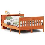 vidaXL Lit bibliothèque sans matelas cire marron 120x200 cm pin massif
