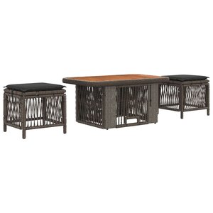 vidaXL Ensemble de salle à manger pour jardin 3 pc Gris et Gris foncé