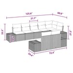 vidaXL Ensemble de canapé de jardin avec coussin 8 Pièces Marron et rouge