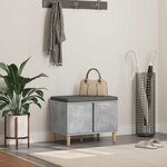 vidaXL Banc d'entrée avec coussin Gris béton 60 x 38 x 46 cm