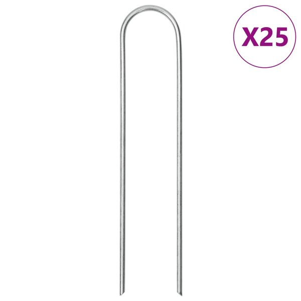 vidaXL Piquets de sol en forme de U 25 Pièces 15x3 5 cm acier galvanisé