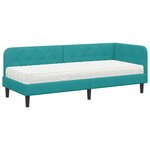 vidaXL Cadre de lit d'angle Turquoise 80 x 200 cm Velours