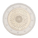 2 euros commémorative Lettonie 2023 - Tournesol pour l'Ukraine.