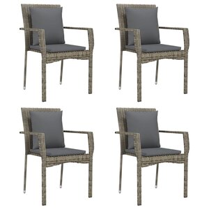 Chaises de jardin avec coussins 4 pièces résine tressée gris 02_0013336