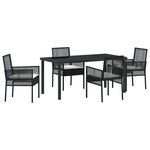 vidaXL Ensemble de Salle à Manger de Jardin 5 Pièces avec Coussins en Rattan Noir