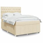 vidaXL Sommier à lattes de lit avec matelas Crème 140x200 cm Tissu