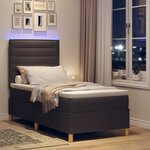 vidaXL Lit à ressort LED avec matelas Marron foncé 100 x 200 cm tissu