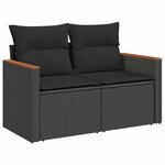 vidaXL Ensemble de canapé de jardin 8 Pièces Noir polyrotin