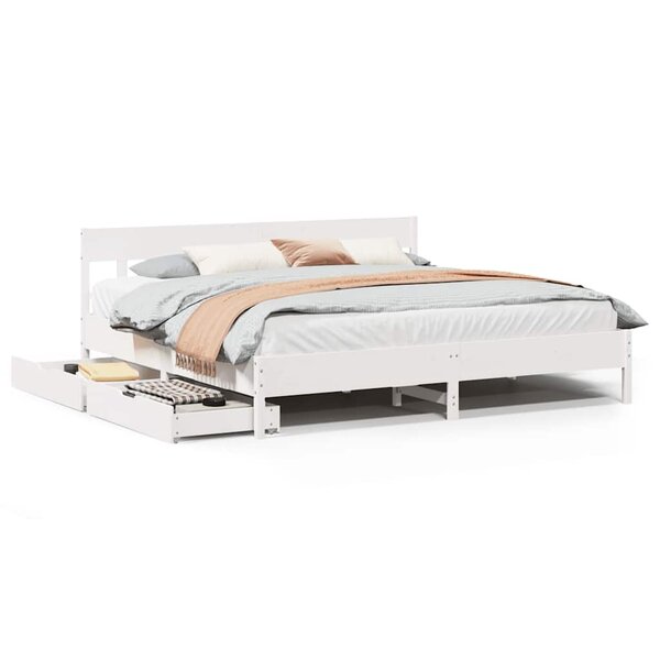 vidaXL Cadre de lit sans matelas blanc 200x200 cm bois massif de pin