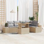 vidaXL Ensemble de canapé de jardin 6 Pièces Beige Poly rotin