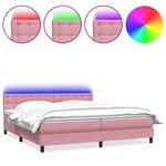 vidaXL Sommier à lattes de lit avec matelas et LED rose 180x210 cm velours
