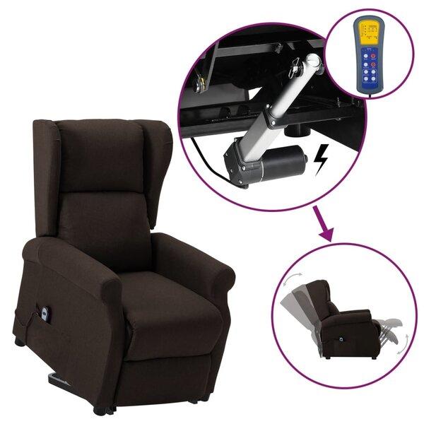 Vidaxl fauteuil releveur inclinable marron foncé tissu